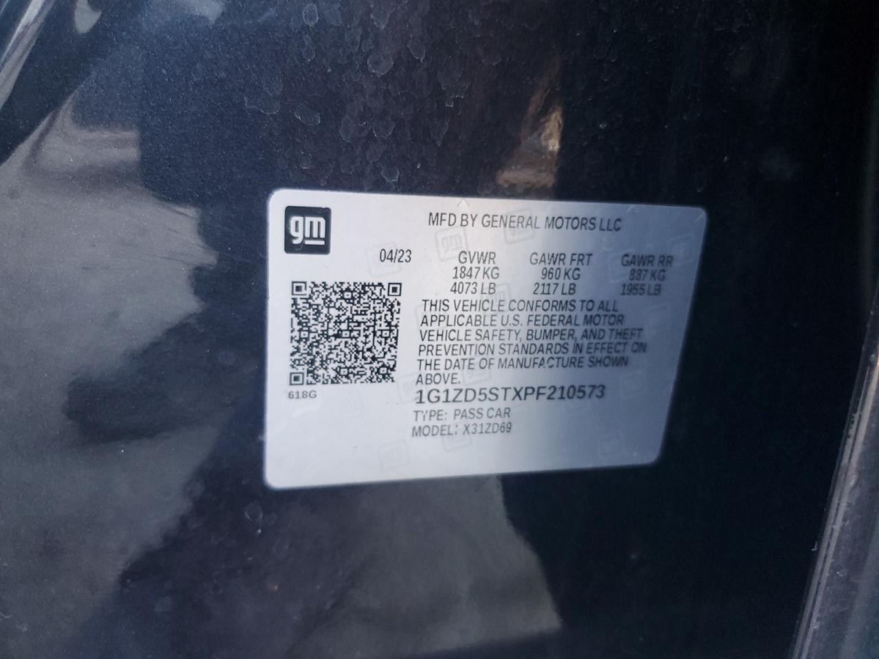 2023 Chevrolet Malibu VIN 1G1ZD5STXPF210573 Copart auction photo, front end damage thumbnail 12