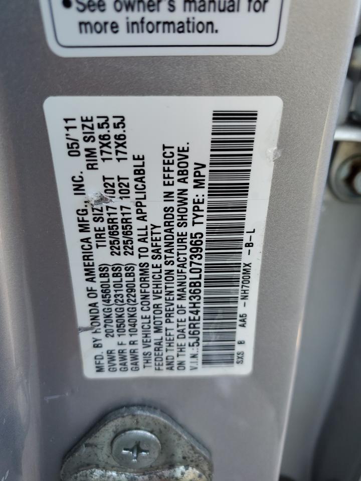 2011 Honda CR-V VIN 5J6RE4H36BL073965 Copart auction photo, front end damage thumbnail 13