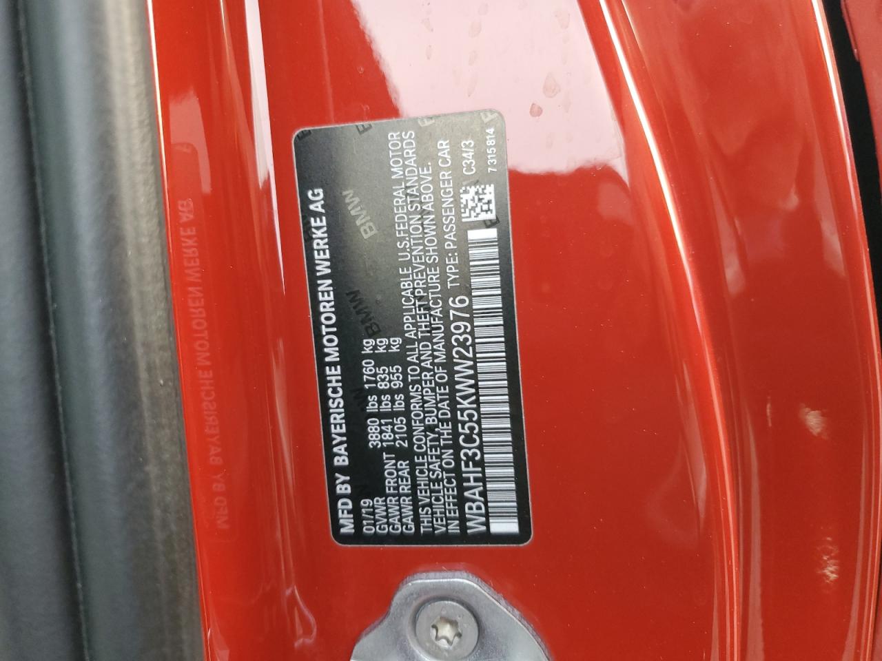 2019 BMW Z4 VIN WBAHF3C55KWW23976 Copart auction photo, front end / side damage thumbnail 14