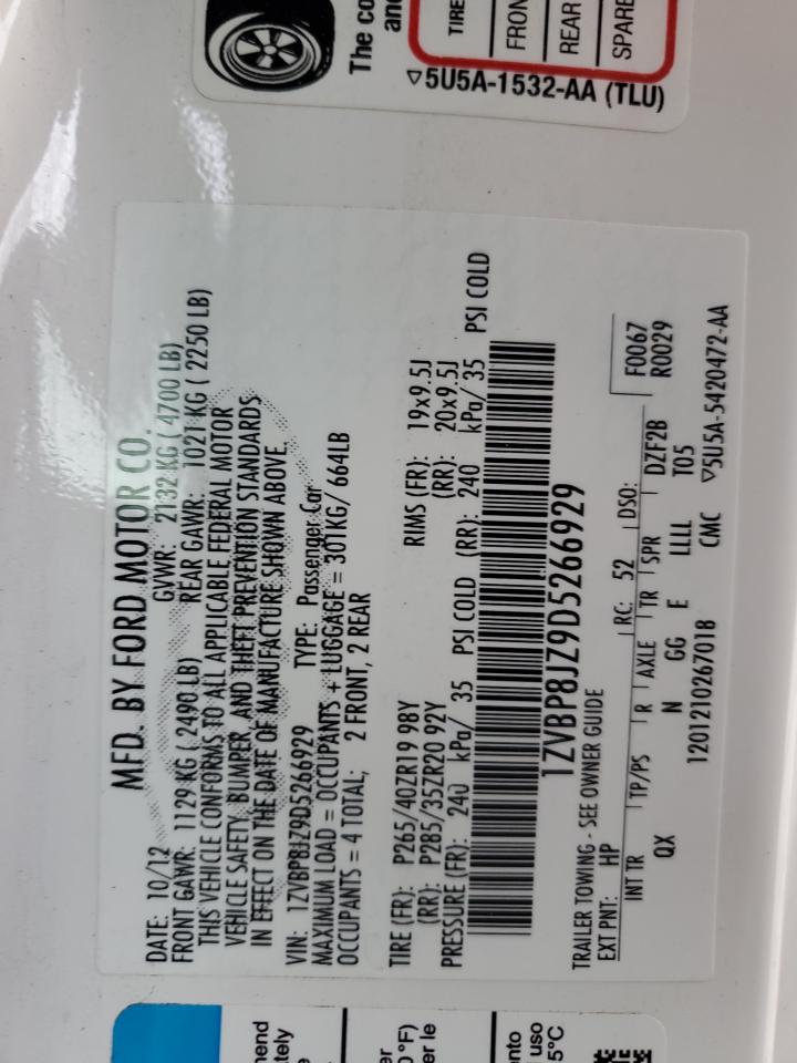 2013 Ford Mustang VIN 1ZVBP8JZ9D5266929 Copart auction photo, front end damage thumbnail 12