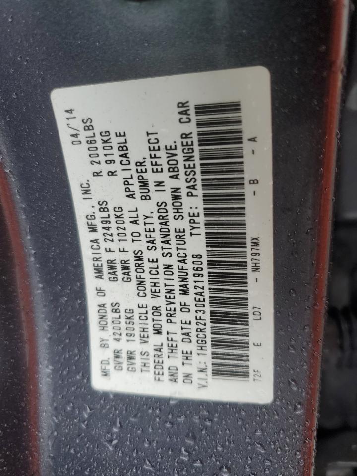 2014 Honda Accord VIN 1HGCR2F30EA219608 Copart auction photo, all over damage thumbnail 13