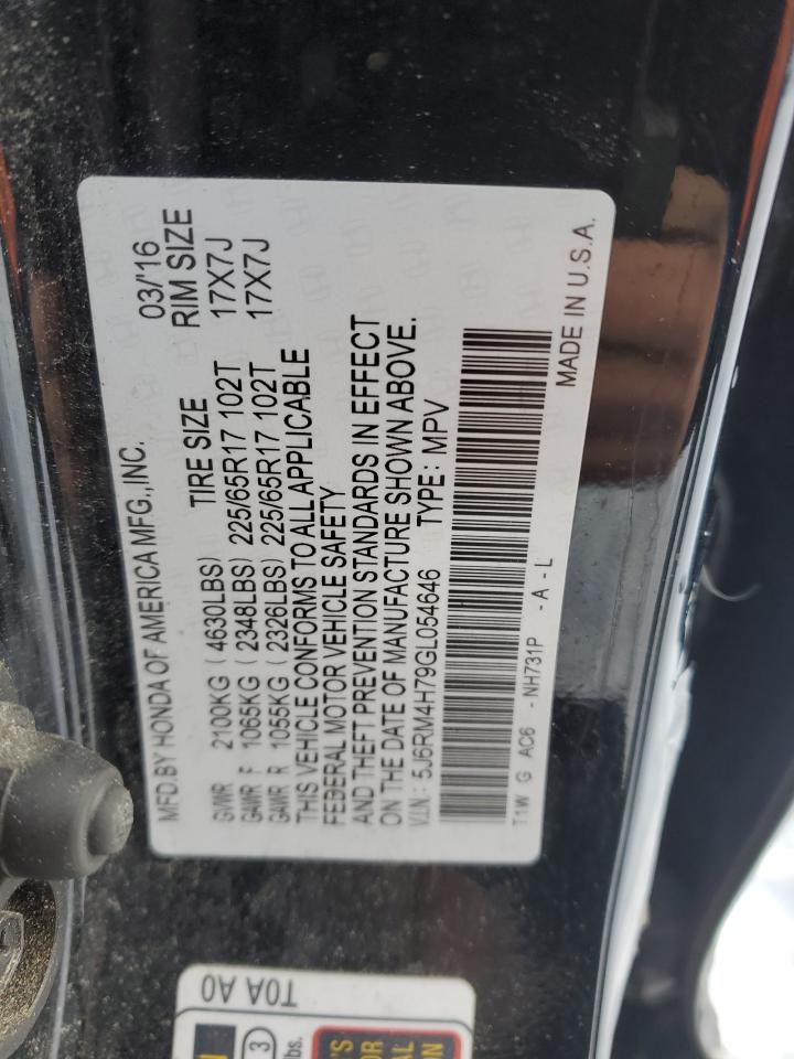 2016 Honda CR-V VIN 5J6RM4H79GL054646 Copart auction photo, side damage thumbnail 13