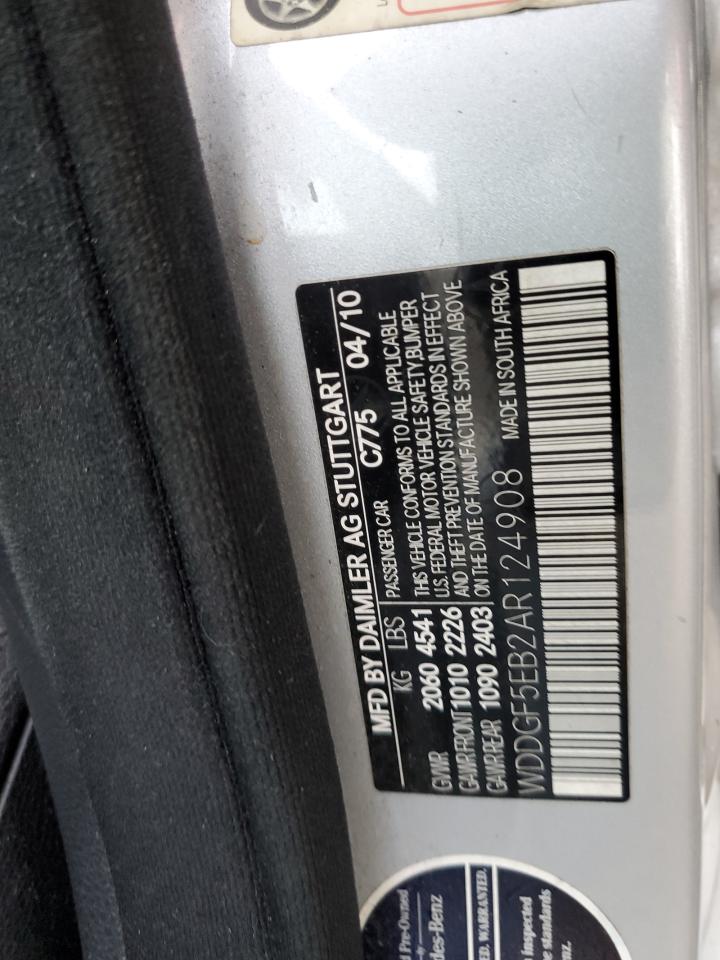2010 Mercedes-Benz C-klasse VIN WDDGF5EB2AR124908 Copart auction photo, front end damage thumbnail 12