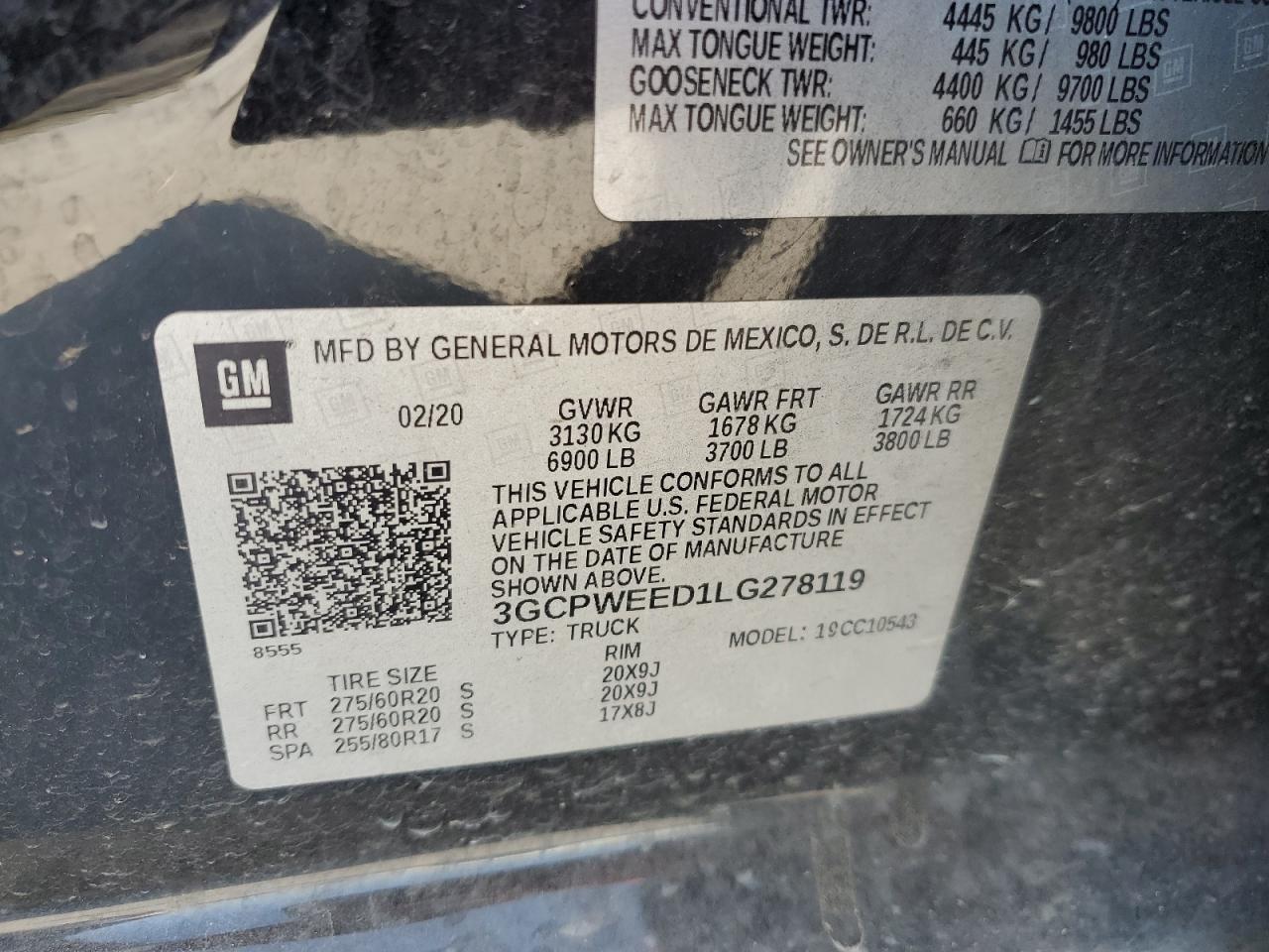 2020 Chevrolet Silverado VIN 3GCPWEED1LG278119 Copart auction photo, front end damage thumbnail 12