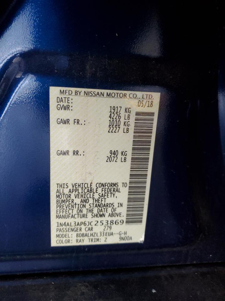 2018 Nissan Altima VIN 1N4AL3AP6JC253869 Copart auction photo, vandalism damage thumbnail 12