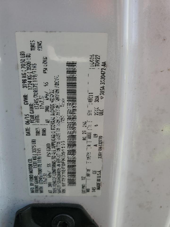 2015 Ford F-150 VIN 1FTFX1EF0FKD91110 Copart auction photo, top/roof damage thumbnail 12