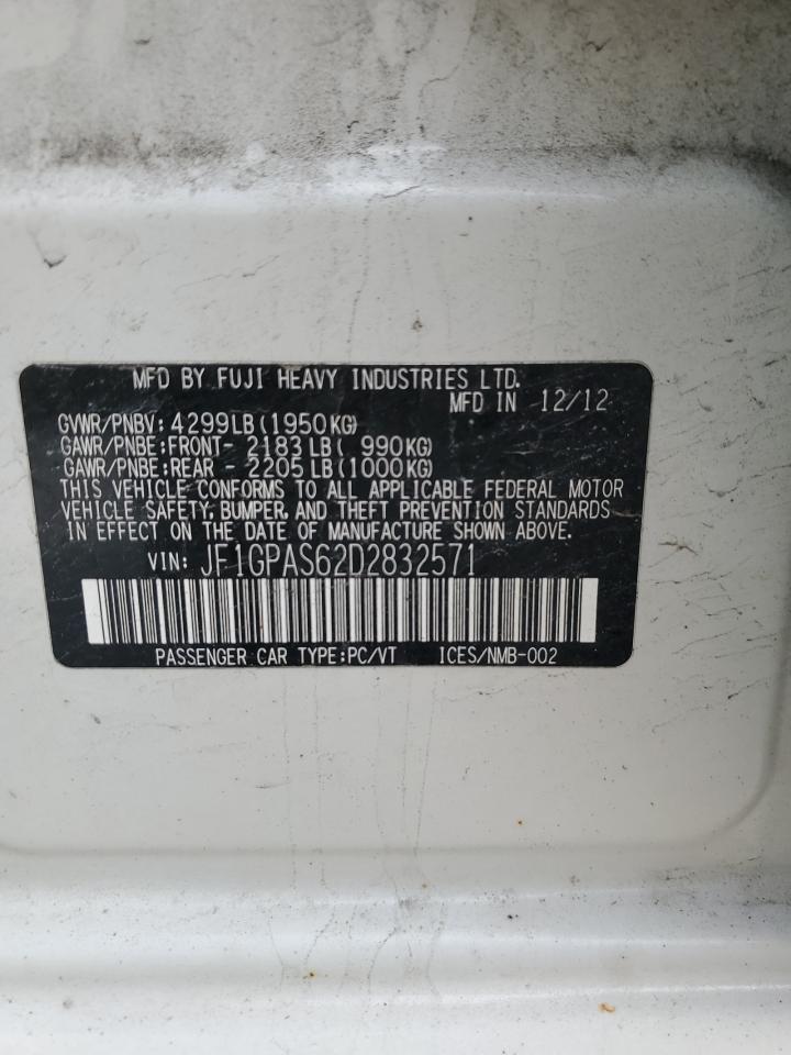 2013 Subaru Impreza VIN JF1GPAS62D2832571 Copart auction photo, front end damage thumbnail 13