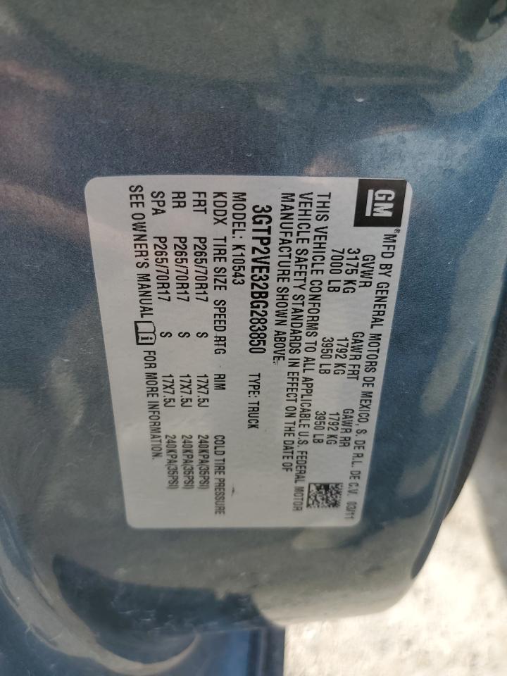 2011 GMC Sierra VIN 3GTP2VE32BG283850 Copart auction photo, rear end / hail damage thumbnail 12
