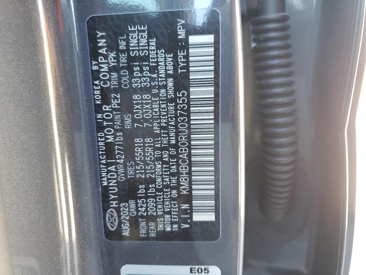 2024 Hyundai Kona VIN KM8HBCAB0RU037355 Copart auction photo, front end / undercarriage damage thumbnail 15