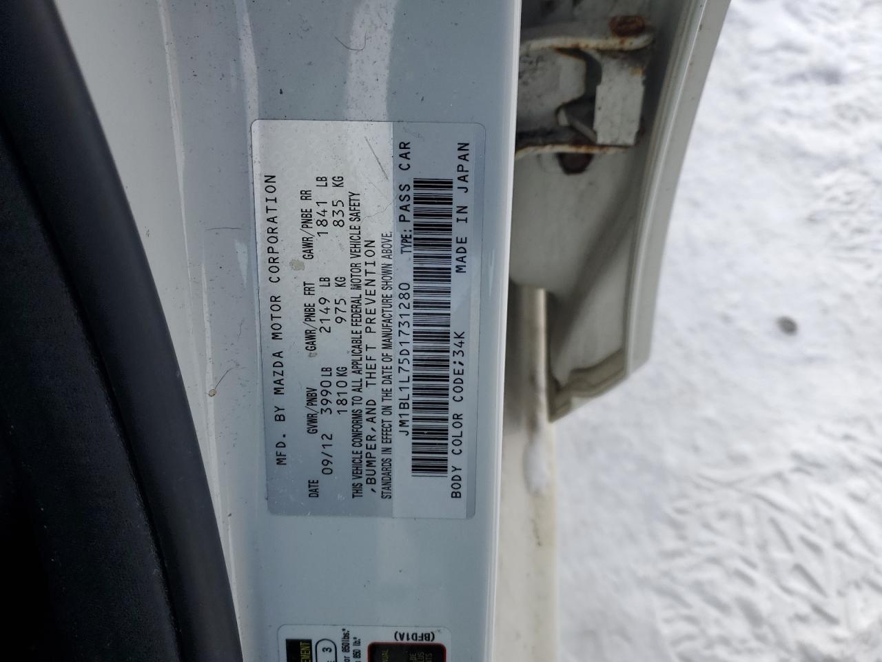 2013 Mazda 3 VIN JM1BL1L75D1731280 Copart auction photo, front end damage thumbnail 13