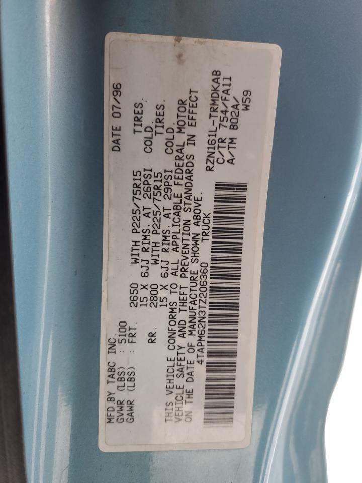 1996 Toyota Tacoma VIN 4TAPM62N3TZ206360 Copart auction photo, front end damage thumbnail 13
