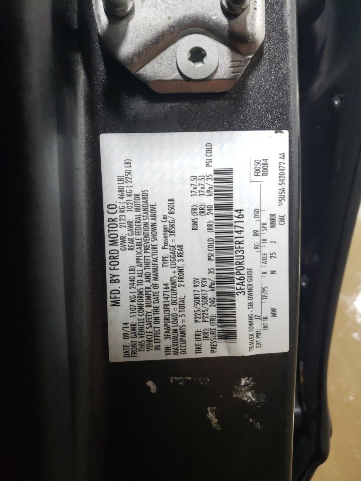 2015 Ford Fusion VIN 3FA6P0RU3FR147164 Copart auction photo, rear end damage thumbnail 12