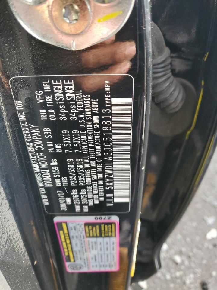 2018 Hyundai Santa Fe VIN 5XYZWDLA3JG518813 Copart auction photo, front end damage thumbnail 12