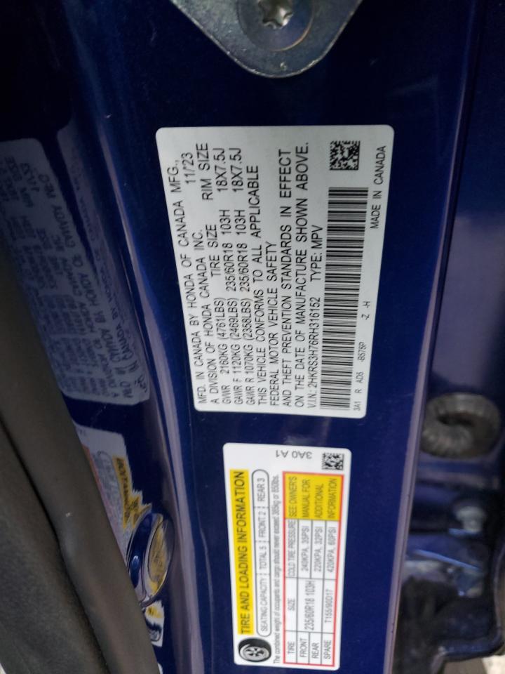 2024 Honda CR-V VIN 2HKRS3H76RH316152 Copart auction photo, front end / minor dent/scratches damage thumbnail 12