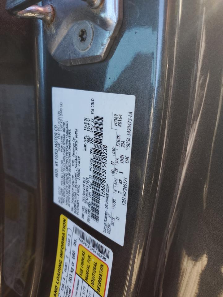2015 Ford Mustang VIN 1FA6P8CF3F5430238 Copart auction photo, front end / undercarriage damage thumbnail 12