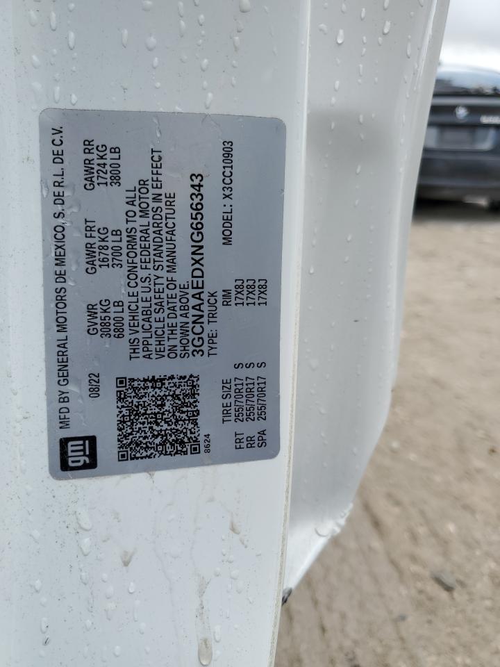 2022 Chevrolet Silverado VIN 3GCNAAEDXNG656343 Copart auction photo, side / minor dent/scratches damage thumbnail 12