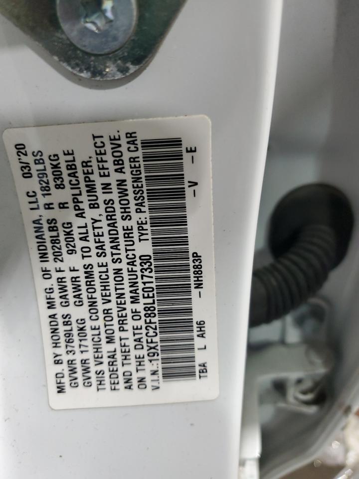 2020 Honda Civic VIN 19XFC2F88LE017330 Copart auction photo, front end damage thumbnail 12