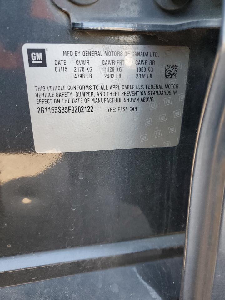 2015 Chevrolet Impala VIN 2G1165S35F9202122 Copart auction photo, water/flood damage thumbnail 12