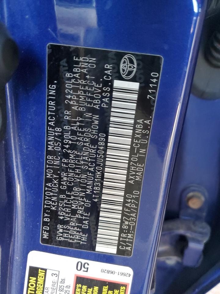 2018 Toyota Camry VIN 4T1B31HK0JU504890 Copart auction photo, front end / rear end damage thumbnail 13