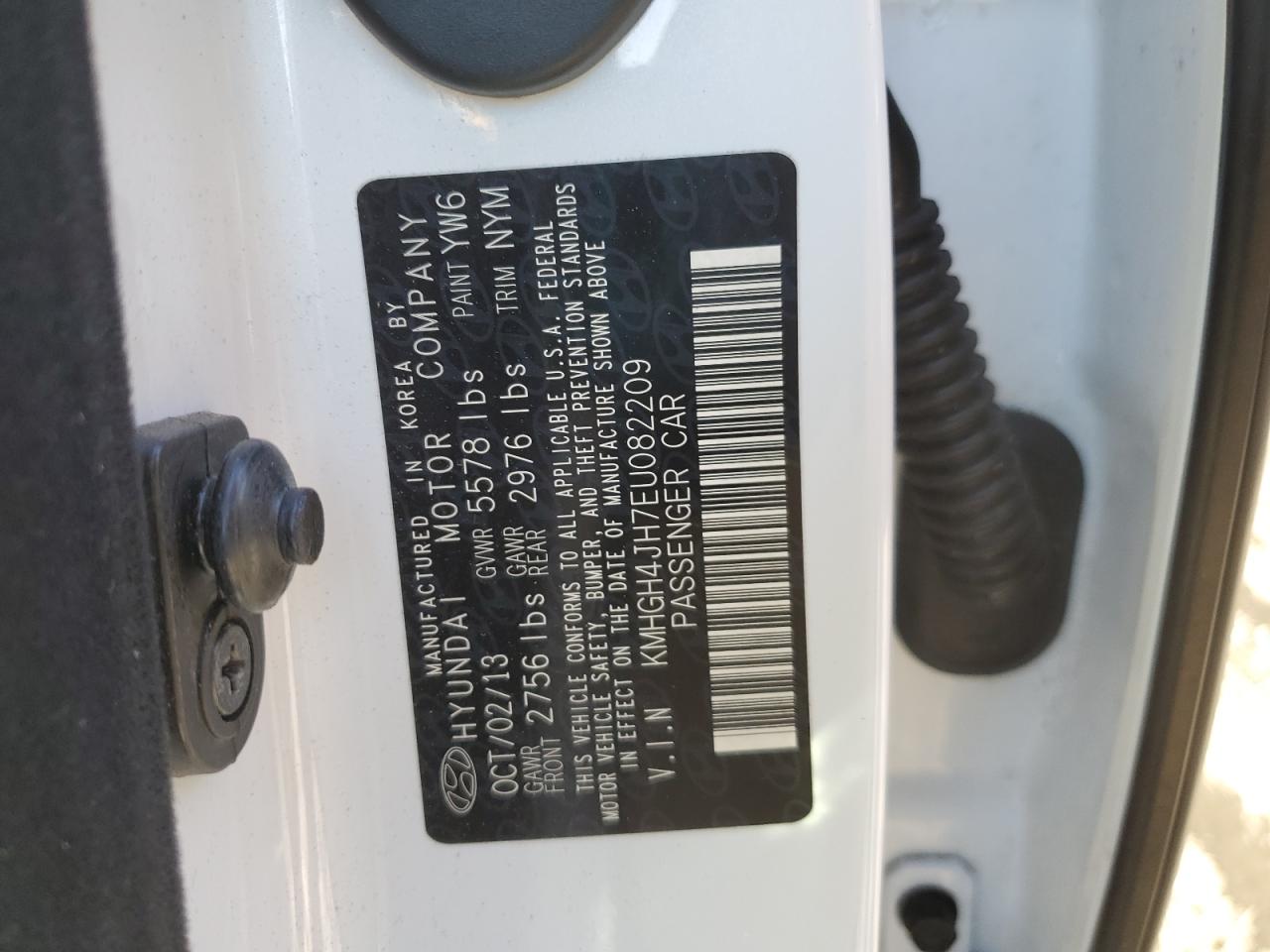 2014 Hyundai Equus VIN KMHGH4JH7EU082209 Copart auction photo, front end damage thumbnail 12