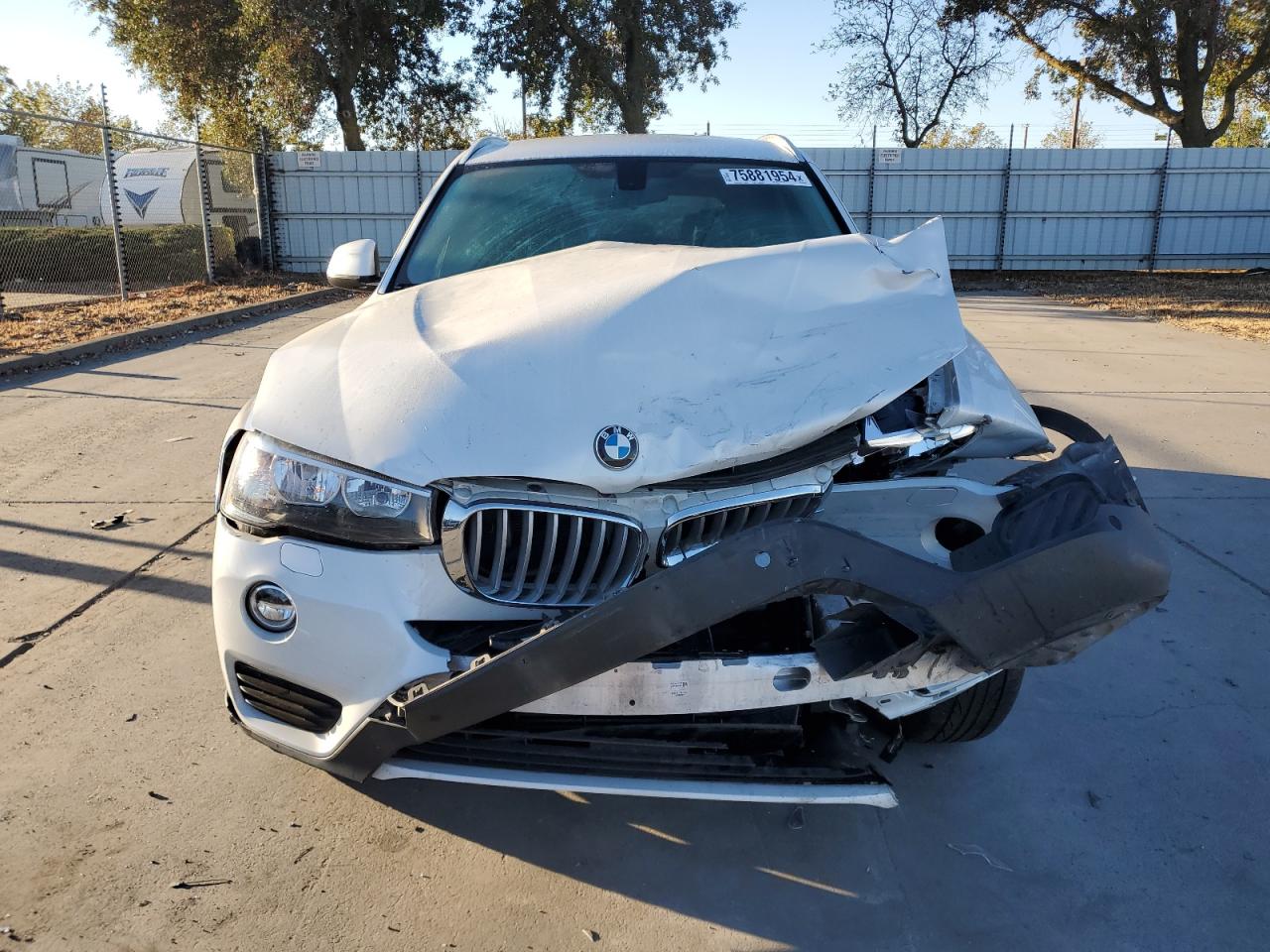2016 BMW X3 VIN 5UXWX9C58G0D73073 Copart auction photo, front end damage thumbnail 5