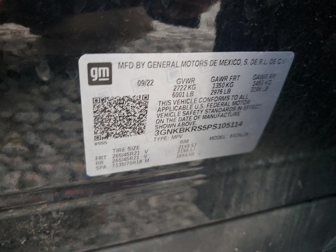 2023 Chevrolet Blazer VIN 3GNKBKRS5PS105114 Copart auction photo, front end damage thumbnail 13