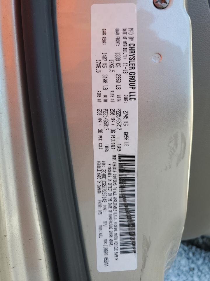 2014 Chrysler Town & Country VIN 2C4RC1CG5ER237142 Copart auction photo, side / minor dent/scratches damage thumbnail 13
