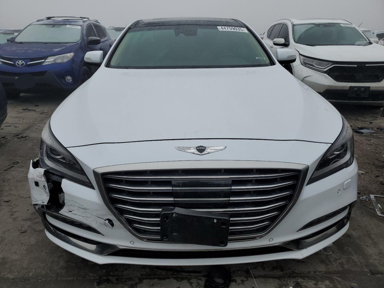 2018 Genesis G80 VIN KMHGN4JEXJU247209 Copart auction photo, front end damage thumbnail 5