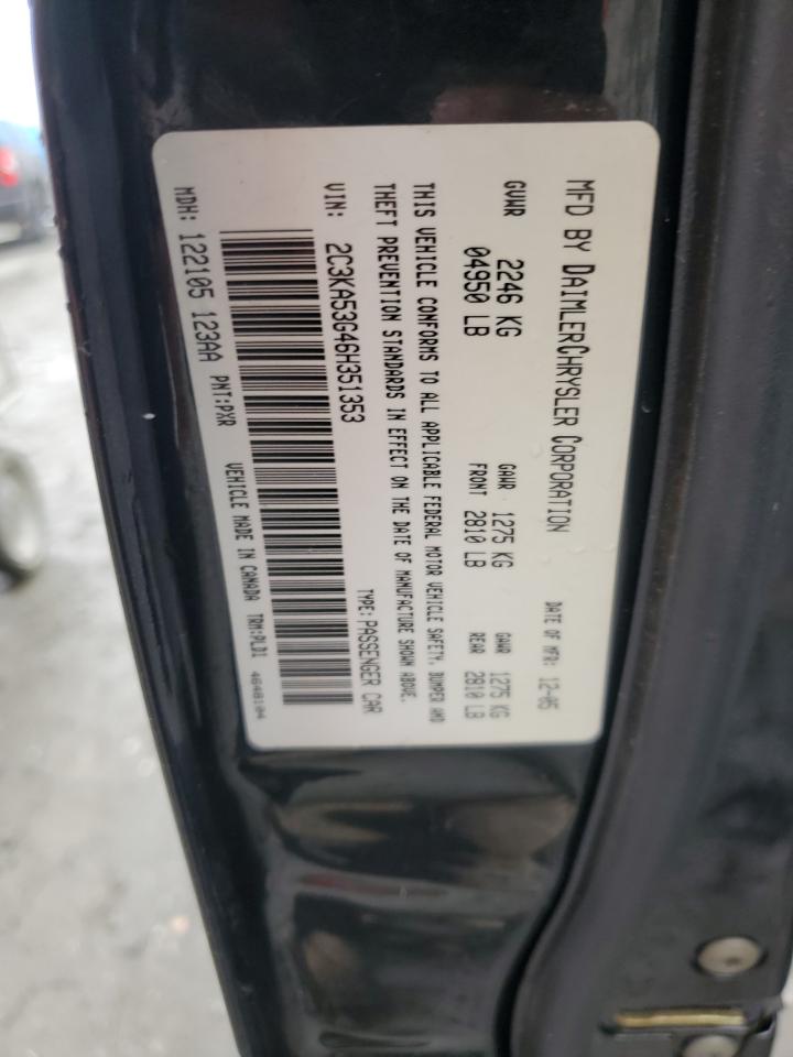 2006 Chrysler 300 VIN 2C3KA53G46H351353 Copart auction photo, front end damage thumbnail 12