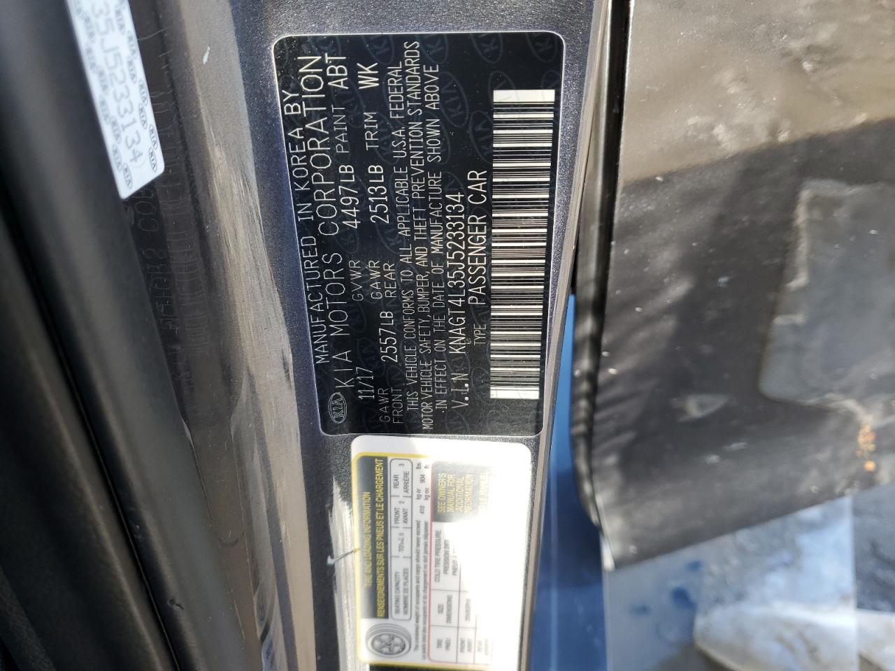 2018 KIA Optima VIN KNAGT4L35J5233134 Copart auction photo, front end damage thumbnail 13