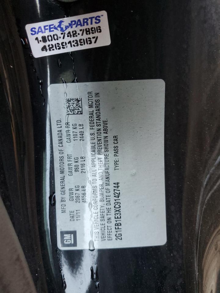 2012 Chevrolet Camaro VIN 2G1FB1E3XC9142744 Copart auction photo, water/flood damage thumbnail 13