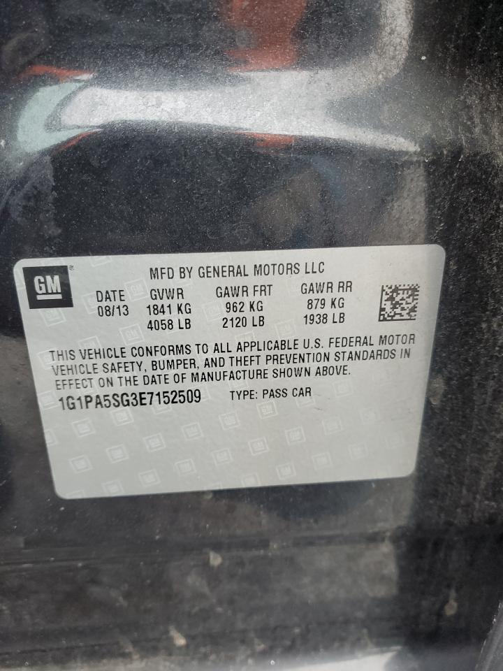 2014 Chevrolet Cruze VIN 1G1PA5SG3E7152509 Copart auction photo, front end damage thumbnail 12