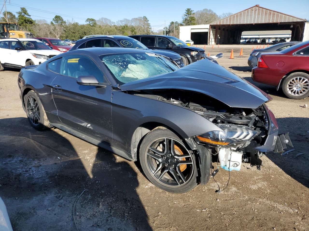 2022 Ford Mustang VIN 1FA6P8TH6N5101002 Copart auction photo, side / front end damage thumbnail 4