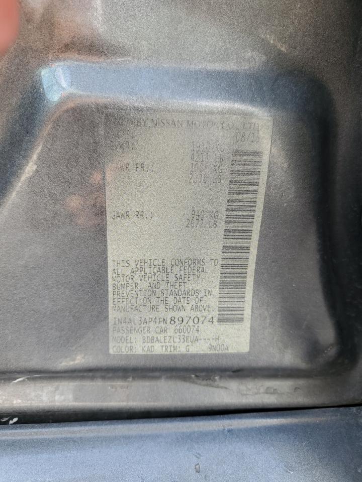 2015 Nissan Altima VIN 1N4AL3AP4FN897074 Copart auction photo, front end damage thumbnail 13