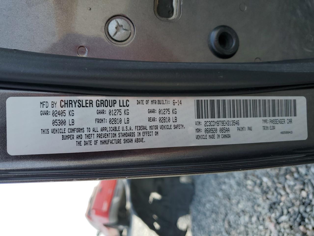 2014 Dodge Challenger VIN 2C3CDYBT9EH313546 Copart auction photo, front end damage thumbnail 13