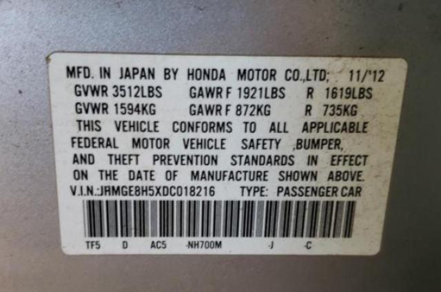 2013 Honda Fit VIN JHMGE8H5XDC018216 Copart auction photo, water/flood damage thumbnail 12