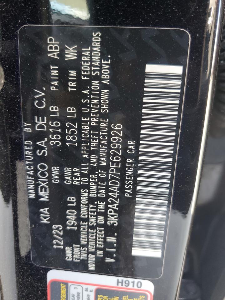 2023 KIA Rio VIN 3KPA24AD7PE629926 Copart auction photo, front end / side damage thumbnail 12