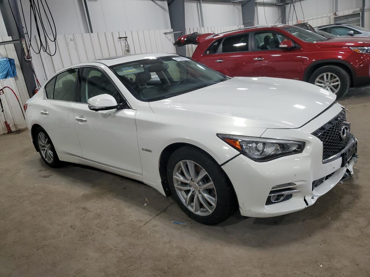 2015 Infiniti Q50 VIN JN1AV7AR6FM850246 Copart auction photo, side / front end damage thumbnail 4