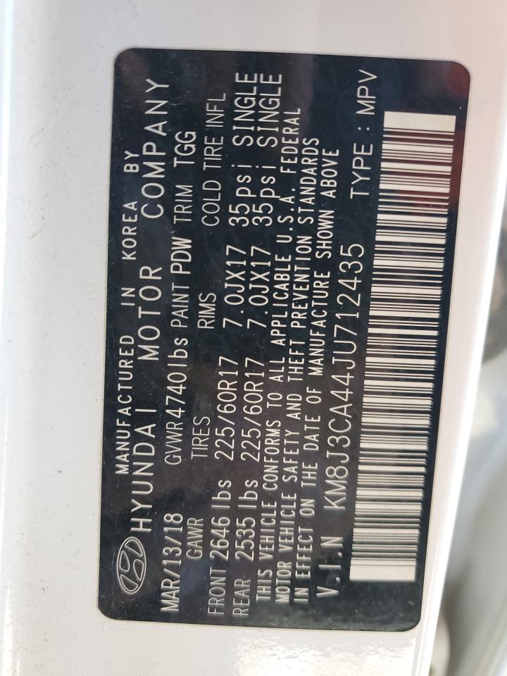 2018 Hyundai Tucson VIN KM8J3CA44JU712435 Copart auction photo, front end / minor dent/scratches damage thumbnail 14