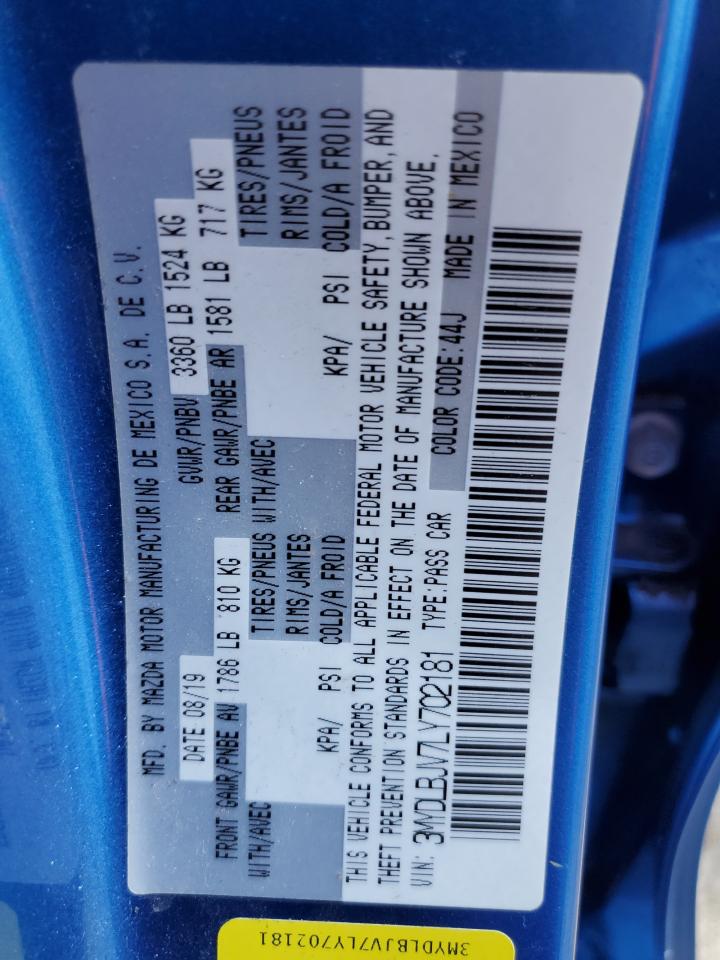 2020 Toyota Yaris VIN 3MYDLBJV7LY702181 Copart auction photo, rear end damage thumbnail 12