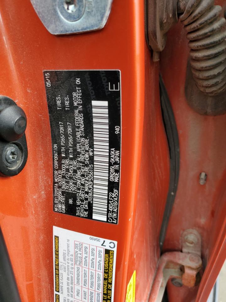 2015 Toyota 4Runner VIN JTEBU5JR3F5256115 Copart auction photo, side / front end damage thumbnail 13