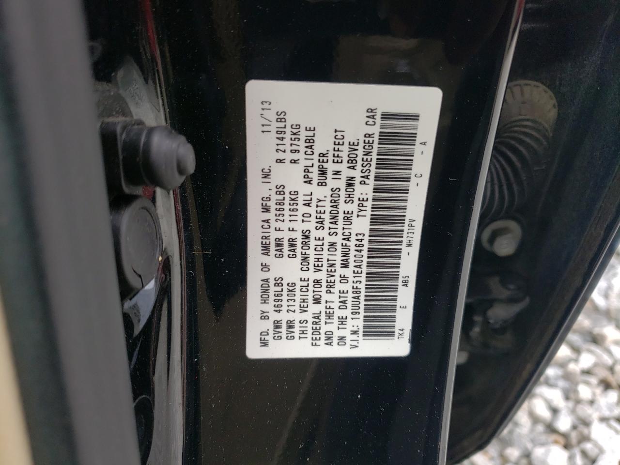 2014 Acura TL VIN 19UUA8F51EA004643 Copart auction photo, front end damage thumbnail 12