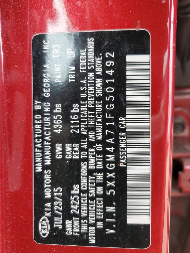 2015 KIA Optima VIN 5XXGM4A71FG501492 Copart auction photo, side damage thumbnail 12