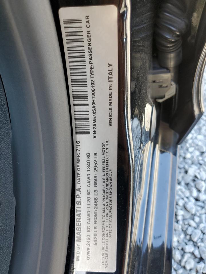 2017 Maserati Ghibli VIN ZAM57XSA9H1206192 Copart auction photo, mechanical damage thumbnail 12
