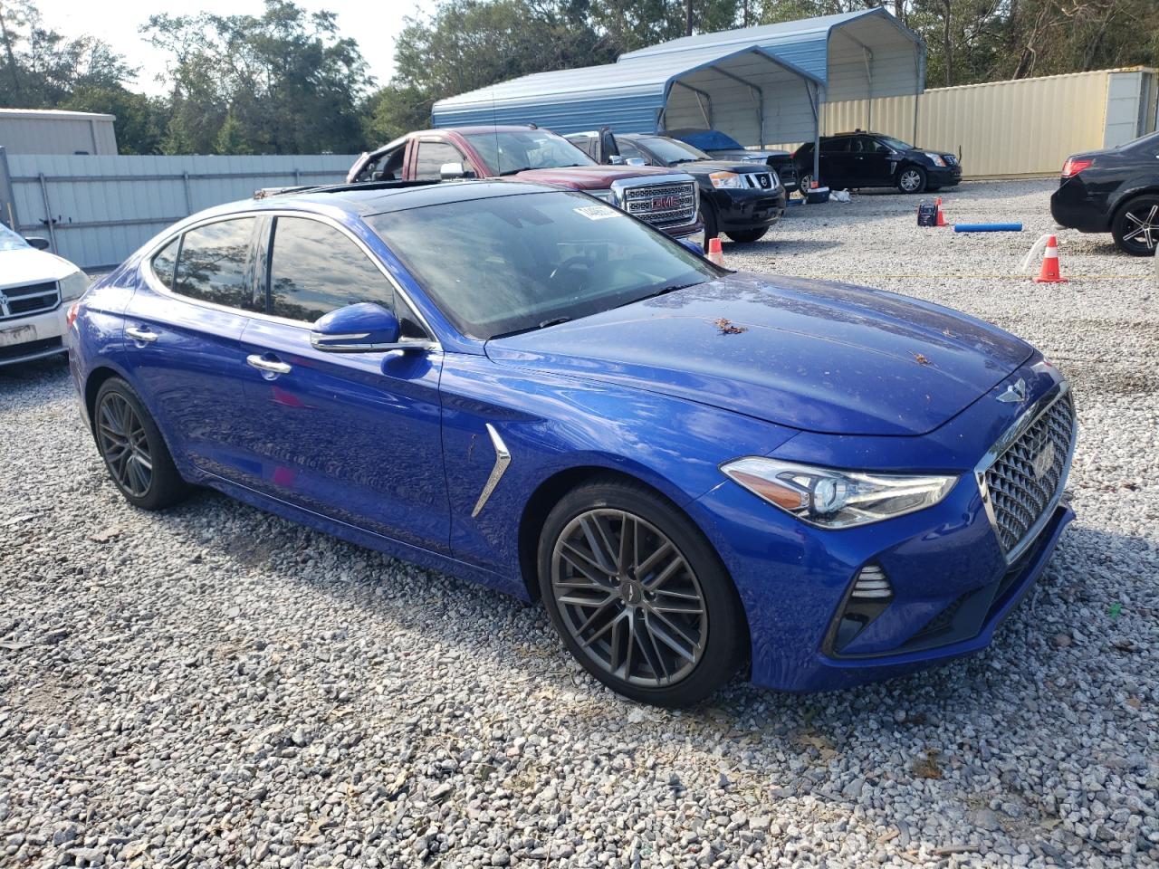 2019 Genesis G70 VIN KMTG34LA0KU031831 Copart auction photo, top/roof damage thumbnail 4