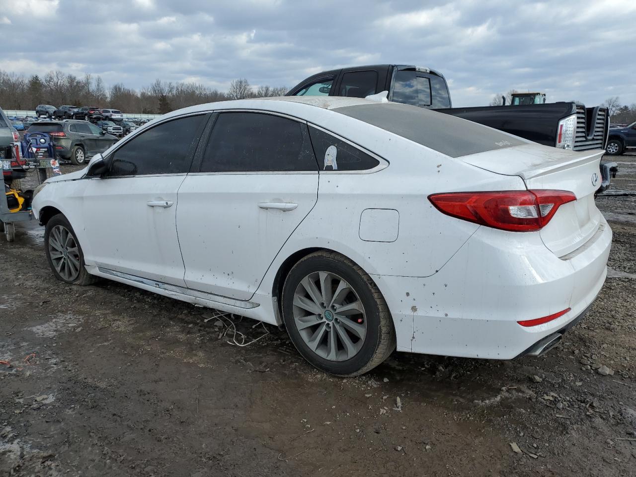 2015 Hyundai Sonata VIN 5NPE34AF0FH108721 Copart auction photo, front end / rear end damage thumbnail 2