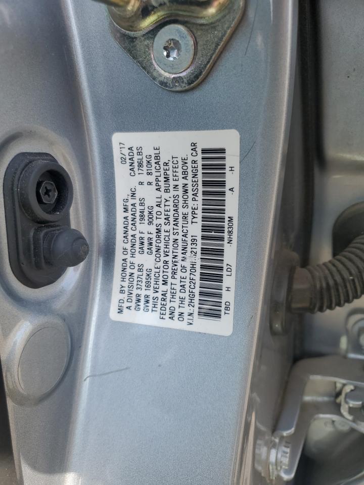 2017 Honda Civic VIN 2HGFC2F70HH521391 Copart auction photo, front end / side damage thumbnail 12