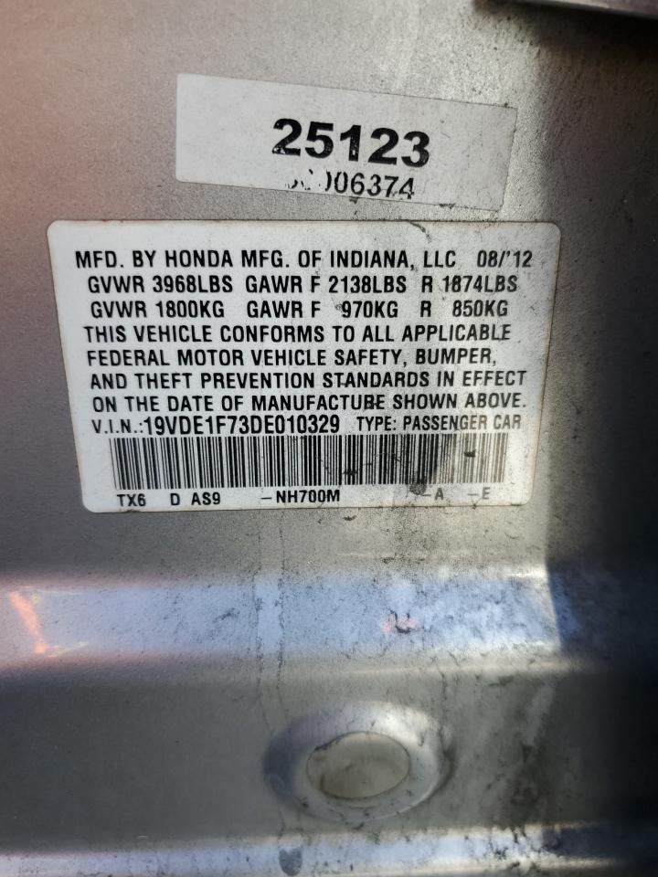 2013 Acura ILX VIN 19VDE1F73DE010329 Copart auction photo, rear end / front end damage thumbnail 12