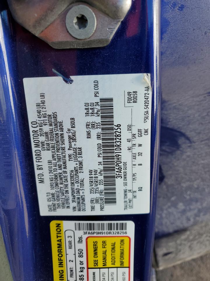 2013 Ford Fusion VIN 3FA6P0H91DR328256 Copart auction photo, front end damage thumbnail 14