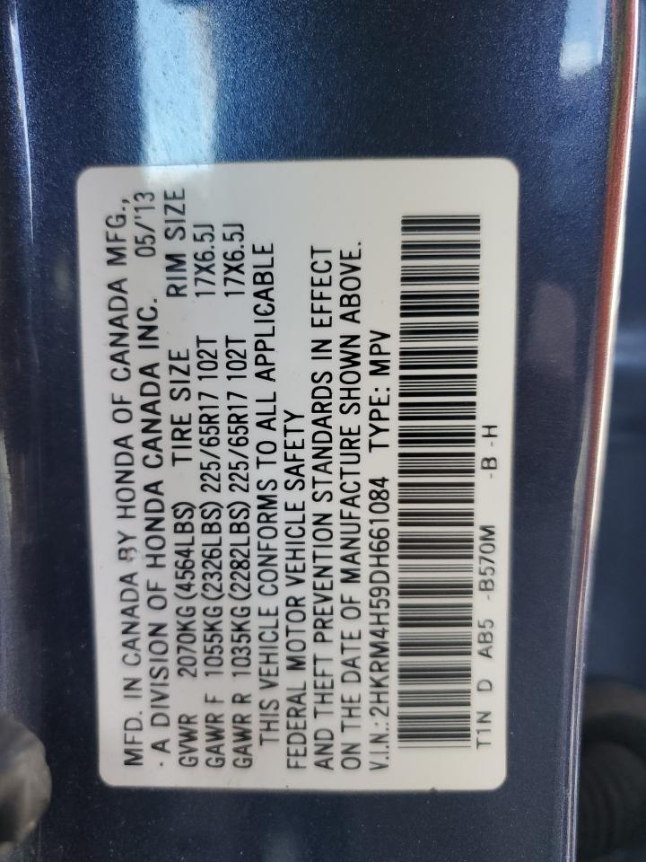 2013 Honda CR-V VIN 2HKRM4H59DH661084 Copart auction photo, front end / side damage thumbnail 13